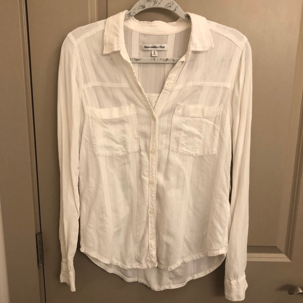 NWOT A&F White Stripe Button Down Shirt